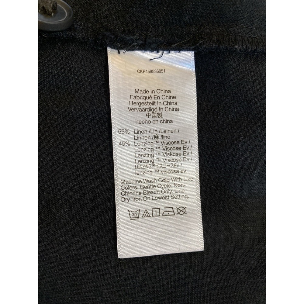 MADEWELL Black Linen Blend Womens Size 16 Sleeveless Ruffled Button Cropped - Picture 10 of 10